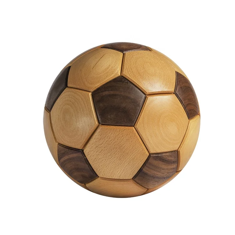 

3d Cube New Craft Adult Jigsaw Iq Brain Teaser Solid Wood Football Puzzle Home Furnishing Decoration For Boys Toys Wholesale