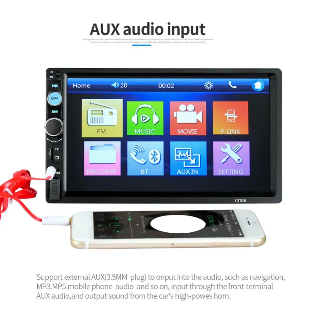 Player Bluetooth Intelligent Car Radio Hot Sale HEVXM 7010B 2DIN 7 Inch HD Stereo Media USB MP5 Car System images - 6