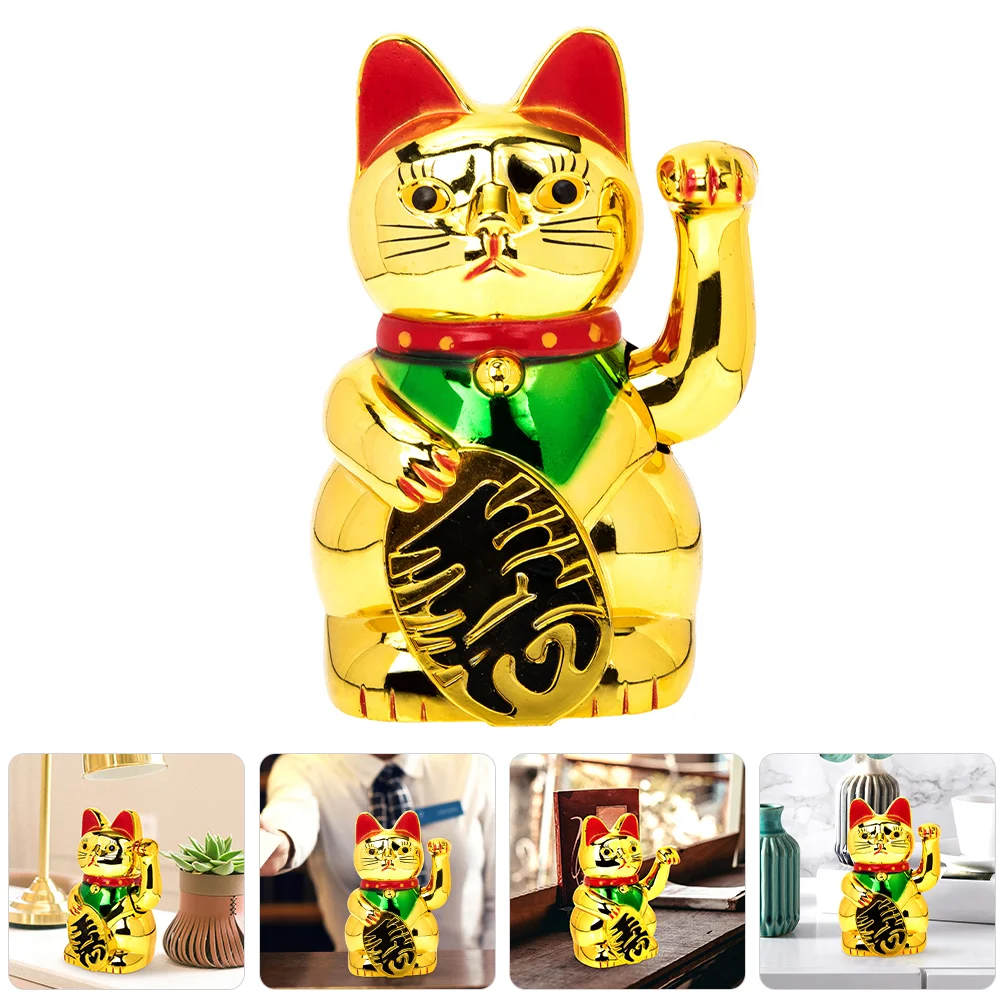 

Waving Hand Lucky Cat Weaving Arm Ornament Home Desktop Decoration Paw Up Wealth Statue Figurine Store Fortune Car Decorations