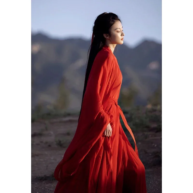 Китайский традиционный танцевальный женский костюм для косплея летнее красное