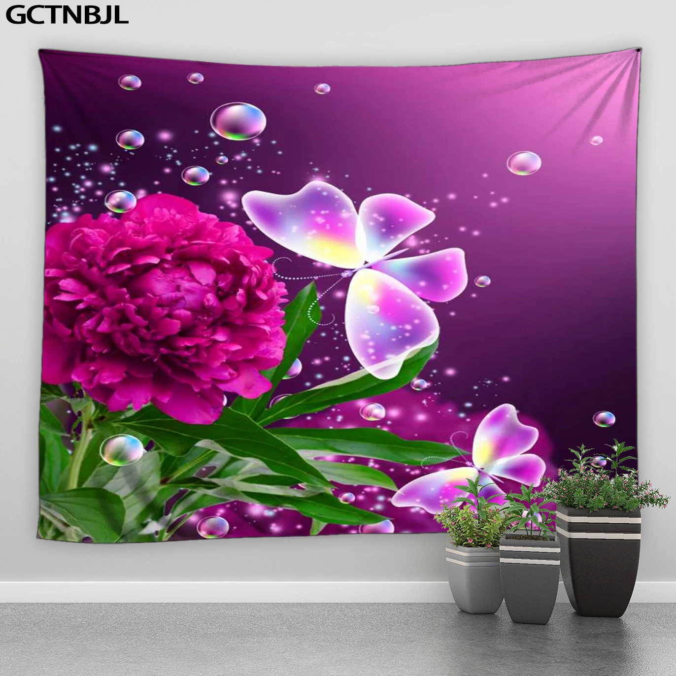 

Flowers and Butterfly Tapestry Wall Hanging Spring Dream Red Blue PurpleFfloral Plant Natural Landscape Wall Tapestry Home Decor