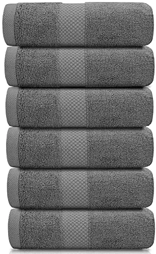 

Grey Hand Towels - Soft Cotton Absorbent Hotel Towel 6-Pack High Quality Face Bath Towels