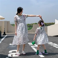 mom and daughter chiffon dress same mama and baby matching clothes womens summer dresses for child girls short sleeve clothing