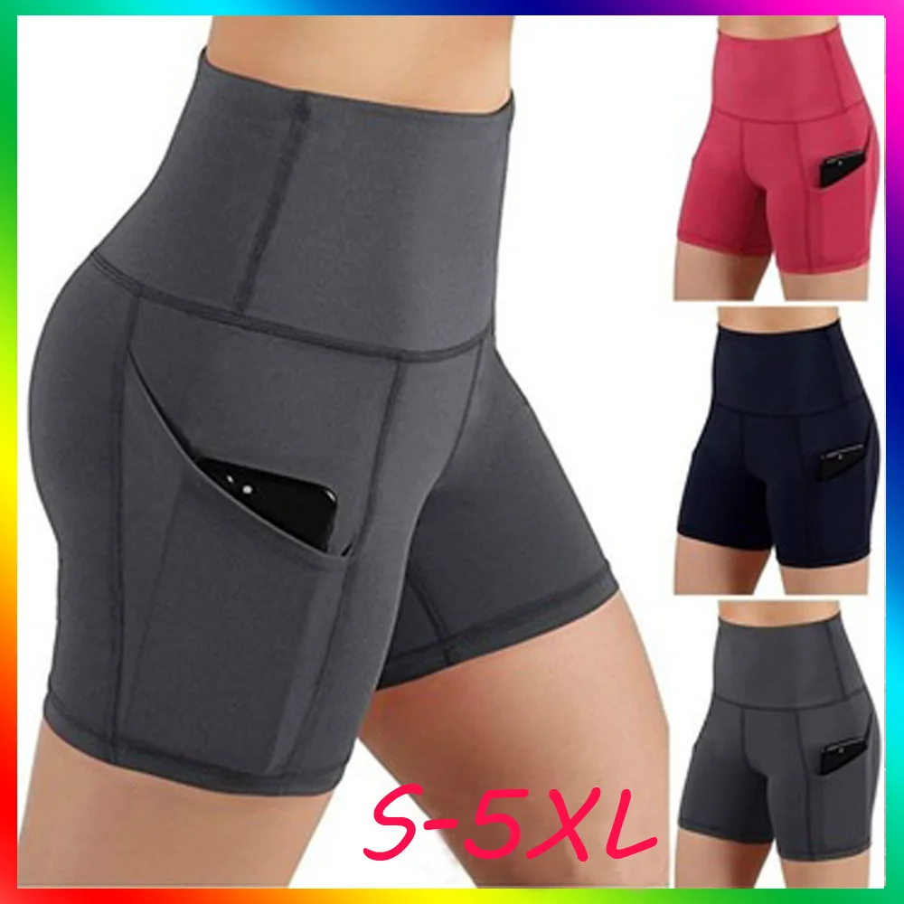 

Fashion Shorts for Summer Ladies Simple European and American New Women's Leggings Yoga Sports Side Portable Phone Pocket Design