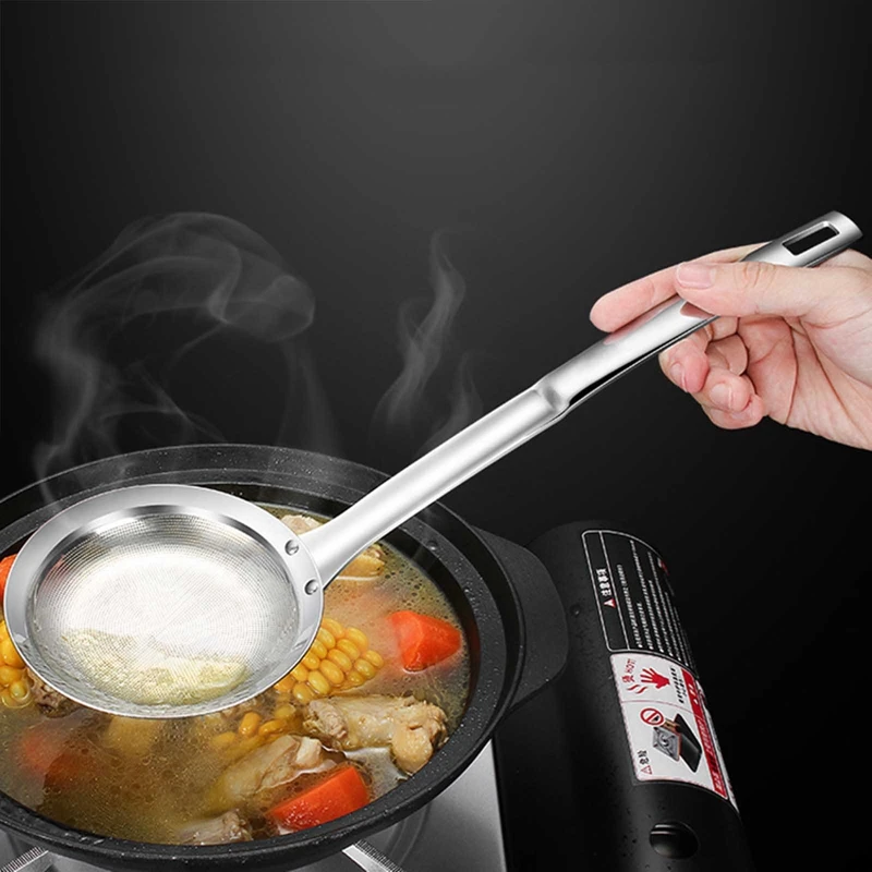 

Hot Pot Filter Soup Skimmer Spoon Mesh Percolator Strainer Fat Oil Skim Grease Foam Stainless Steel Oil Colander Spoon
