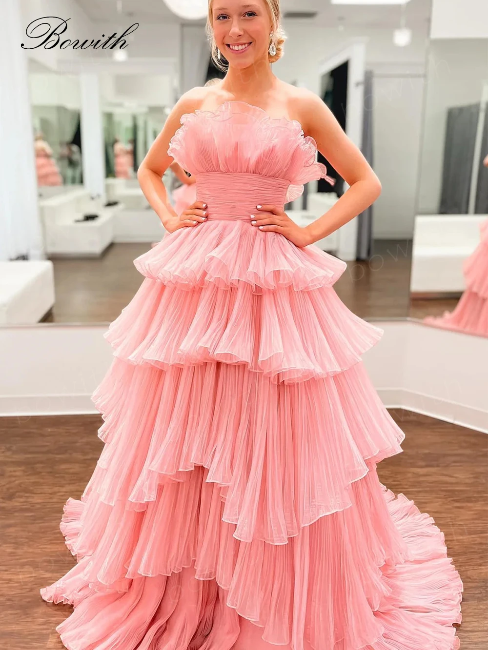 

Bowith Strapless Prom Dresses 2023 Puffy Evening Dresses for Women Luxury Formal Occasion Dresses A Line vestidos de fiesta