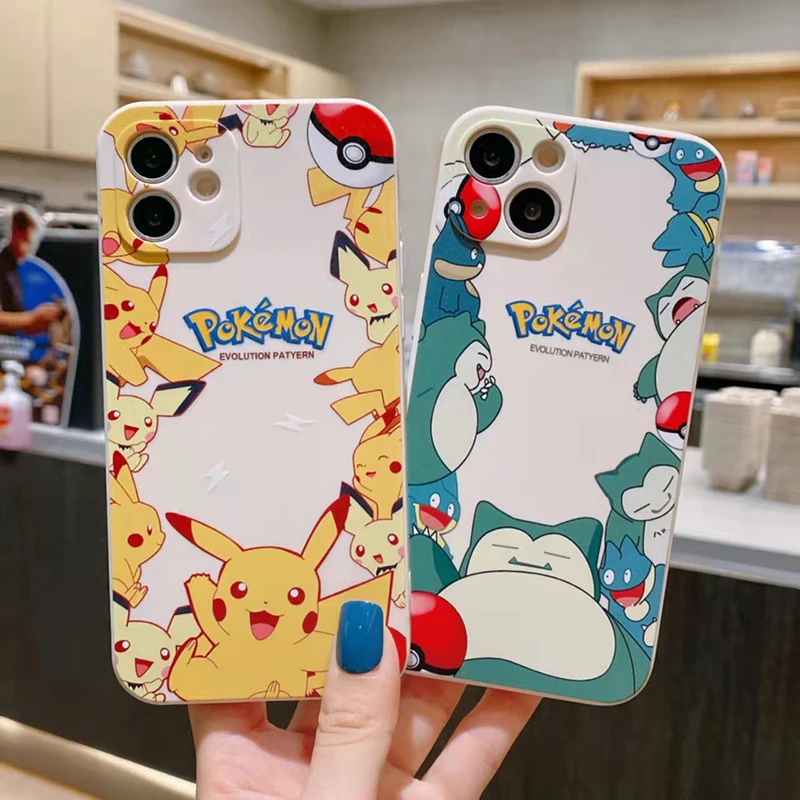 

Korea Pokemon Pikachu Silicone Phone Case For IPhone 11 13 Pro MAX 8 Plus XS XR XS Max 12 Pro 7 8 6 Cute Cartoon Anti-fall
