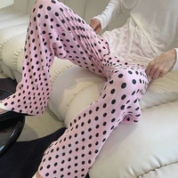 feiernan harajuku pants for women pink polka dots print trousers y2k hip hop straight full length wide leg bottoms 2022 fashion