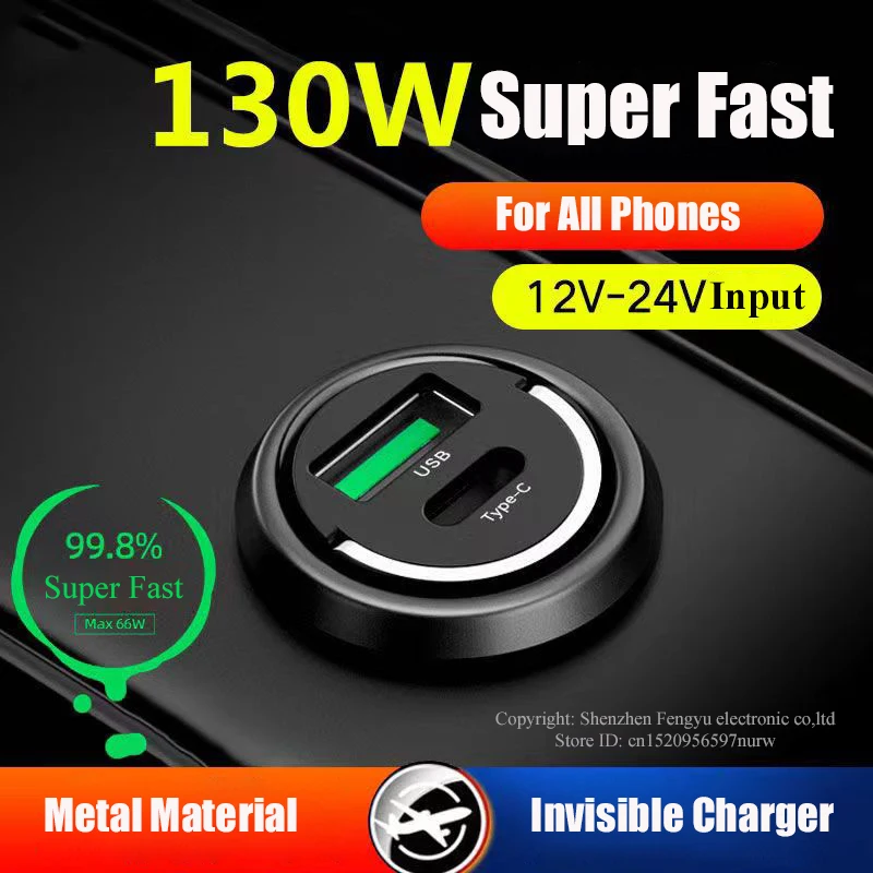 

30W Mini USB C Car Charger PD QC 3.0 Super Fast Charging Adapter for iPhone 14 Pro Max 13 12 11 8 Plus Sumsung iPad Huawei phone