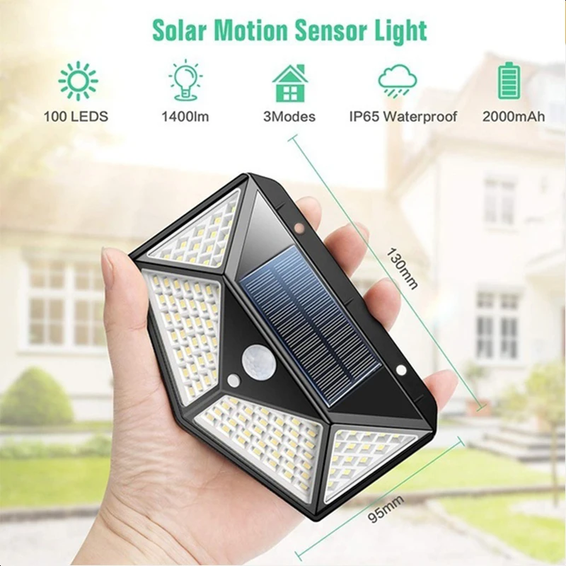 

2/4/6/8/12Pcs 100 LED Solar Wall Light Outdoor Lamp PIR Motion Sensor Powered Sunlight Street for Garden