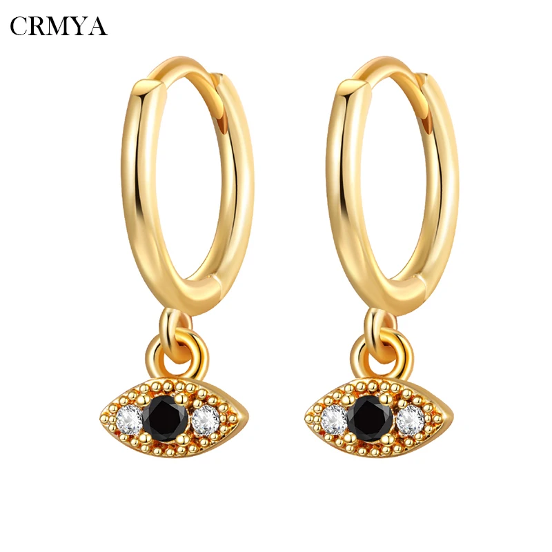 

CRMYA Gold Plated Drop Earrings for Women CZ Zircon Piercing Evil Eye Dangle Earrings 2022 Party Jewelry Wholesale