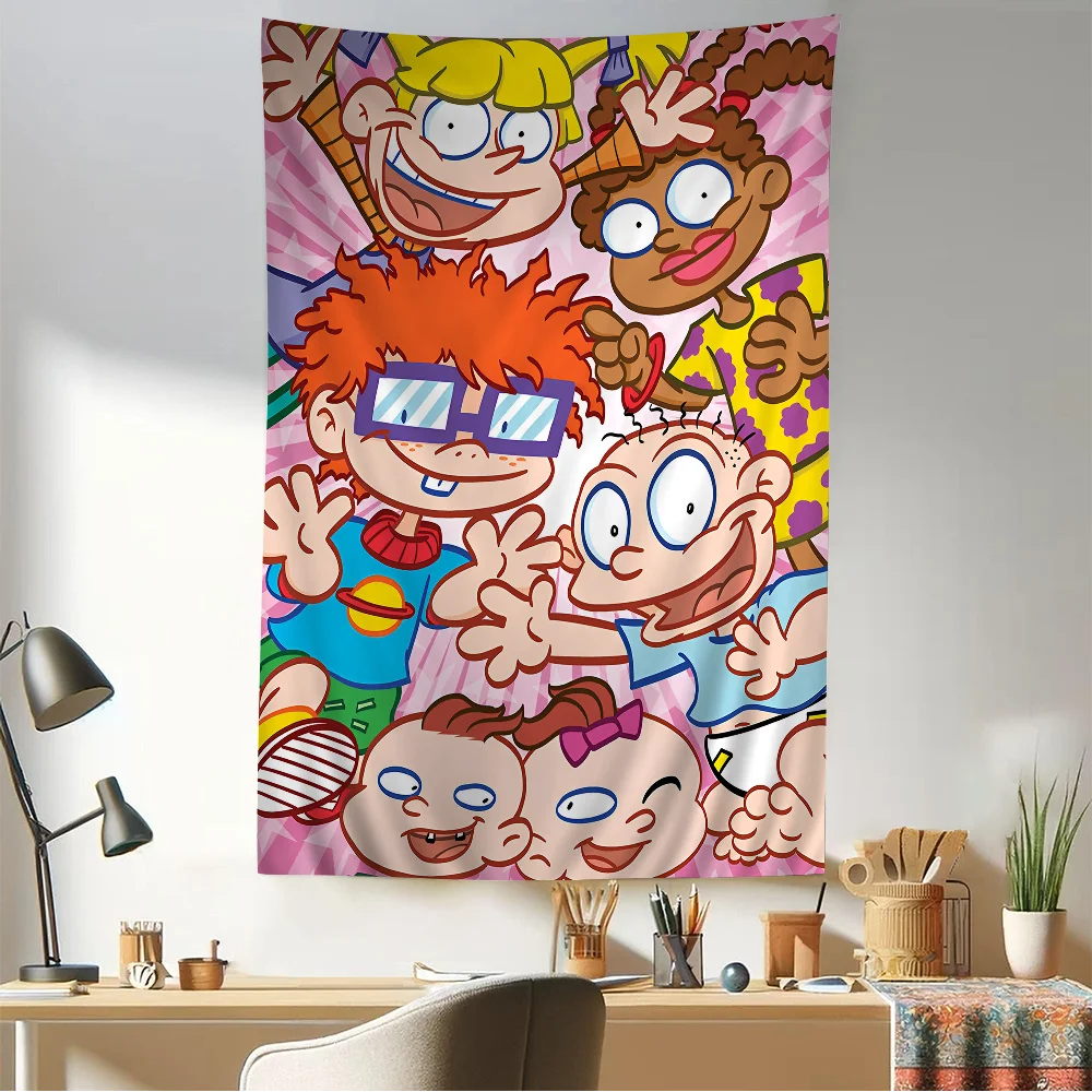 Cartoon-R-Rugrat-Anime Printed Large Wall Tapestry Hanging Decoration Household Decor Blanket