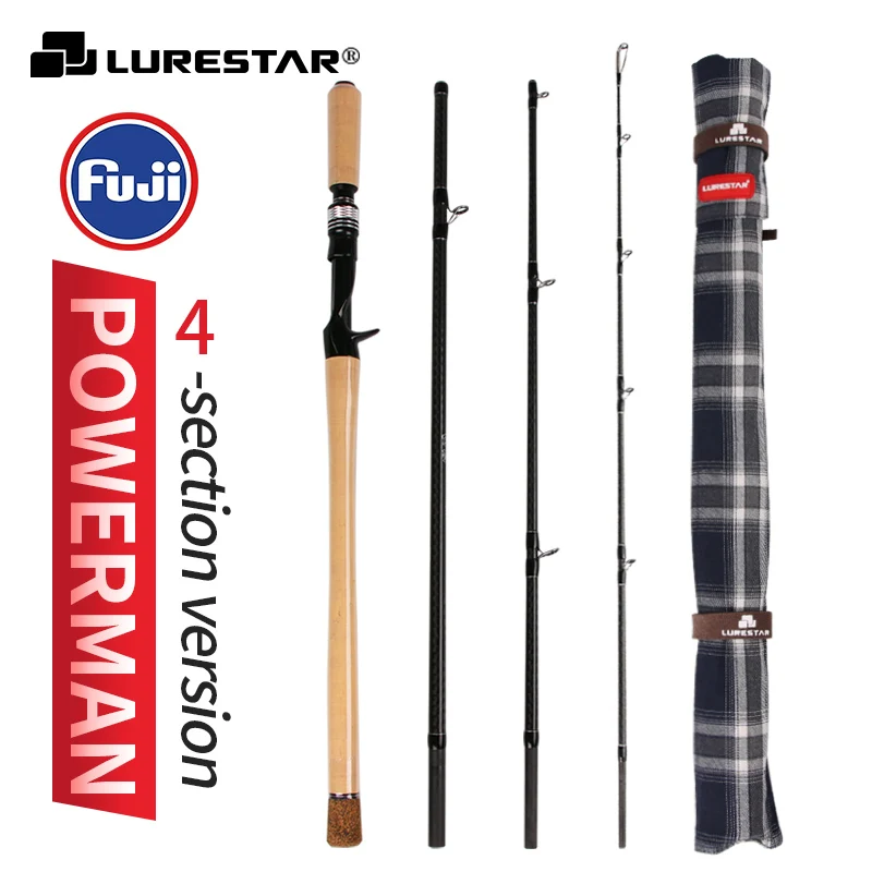 

Lurestar PowerMan 2.2m H Hardness 4 Section Casting 734H Fishing Lure Rod FUJI Guides XF Power 185g 40T High Carbon