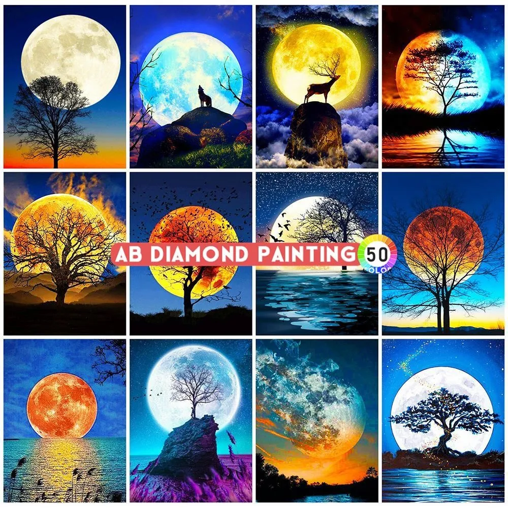 Алмазная живопись AB 5D Вышивка Луна вышивка пейзаж мозаика художественные наборы