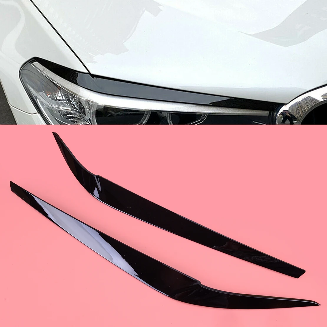 

1 Pair Gloss Black Car Front Headlight Eyebrow Eyelid Cover Trim ABS Fit for BMW 5 Series G30 M5 F90 2017 2018 2019 2020