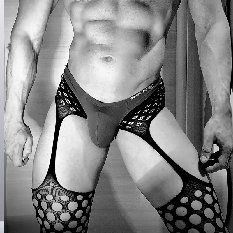 

Men's pantyhose, open crotch, four-sided hollow, high-elasticity, breathable pantyhose, stockings, holes