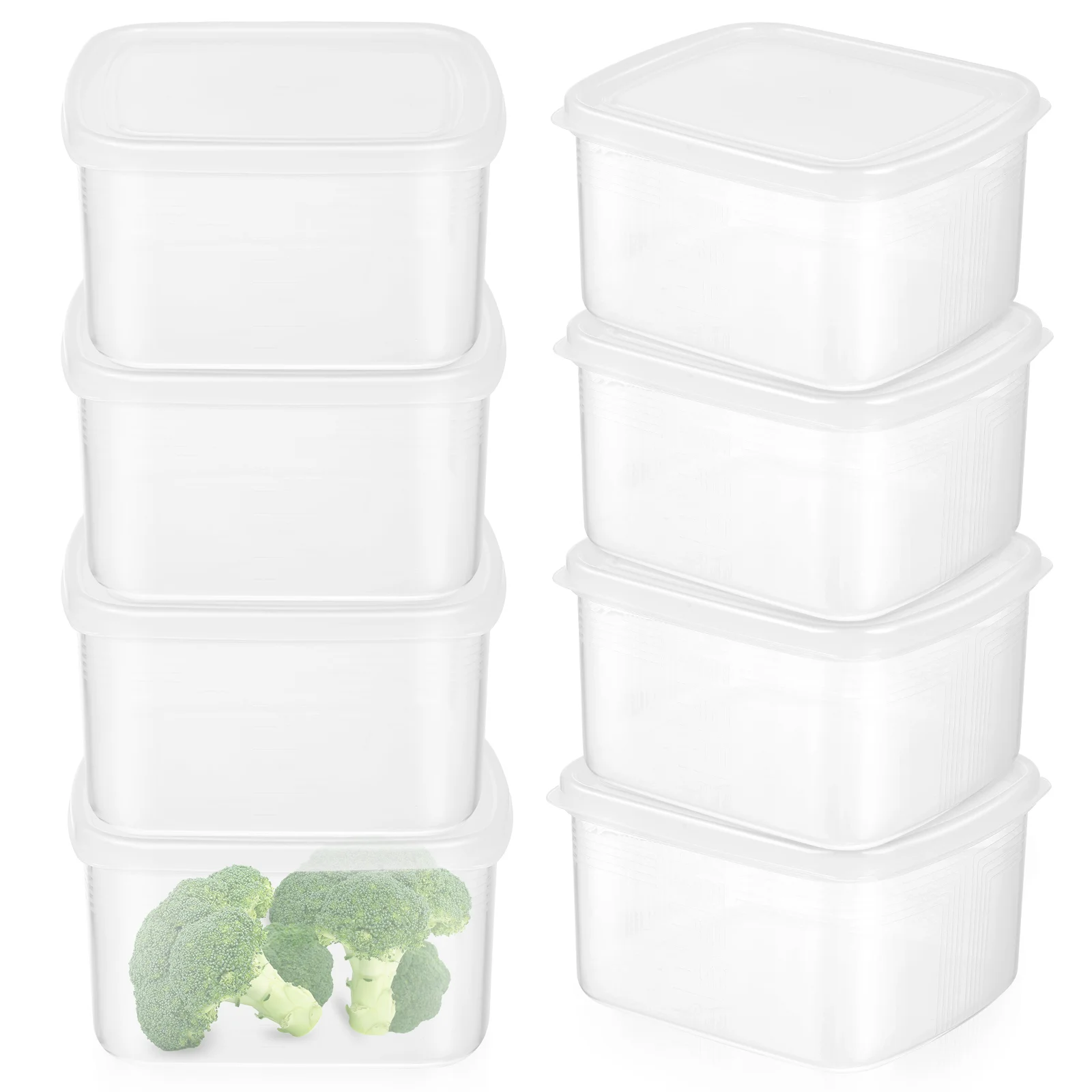 

8Pcs Clear Food Storage Box Fresh-keeping Organizer Box Kitchen Containers with Lid for Meats Vegetables