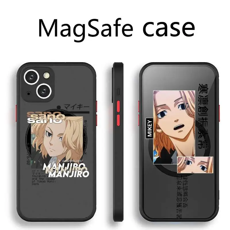

mikey Tokyo Revengers anime Phone Case Transparent Magsafe Magnetic Magnet For iPhone 13 12 11 Pro Max Mini Wireless Charging