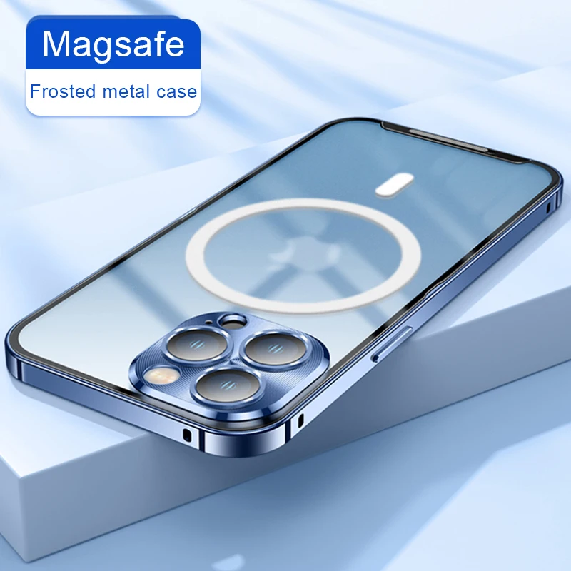 

For iPhone14 Plus 13 12 11 Pro Max Streamer Frosted Metal Case With Aluminum Alloy Frame Translucent Frosted Back Cover