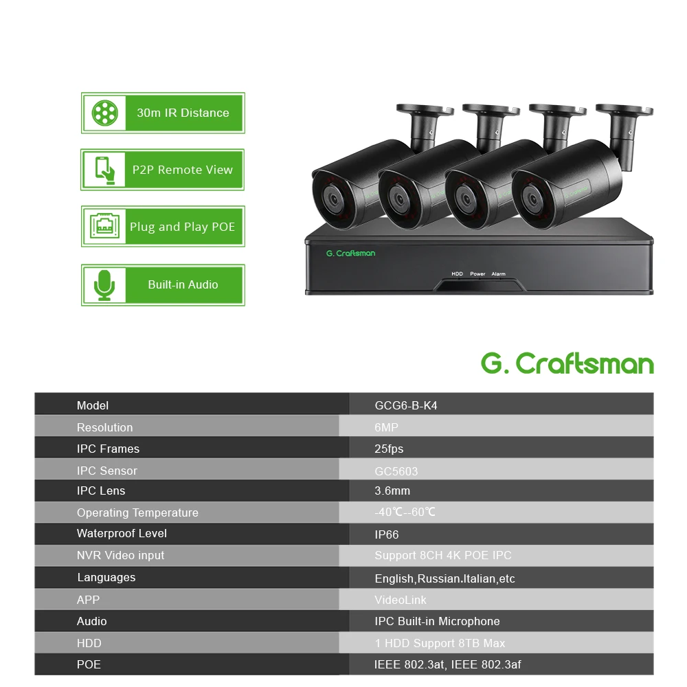 Рисунок 2 - G.Craftsman 6MP POE IP Camera Kit