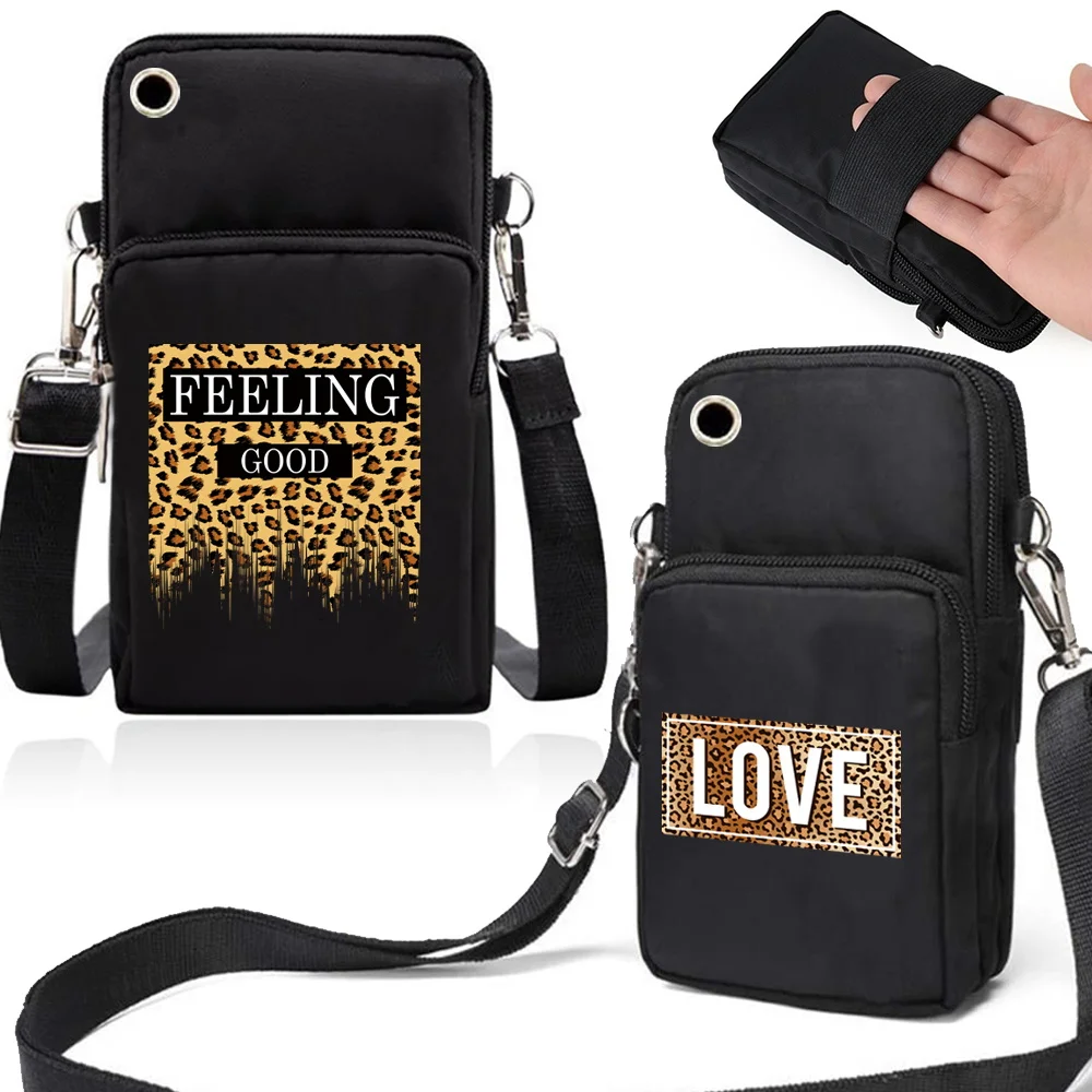 

Universal Shoulder Mobile Phone Bag Case for IPhone Xiaomi Huawei Sports Arm Bags Women Mini Leopard Theme Crossbody Wrist Pouch