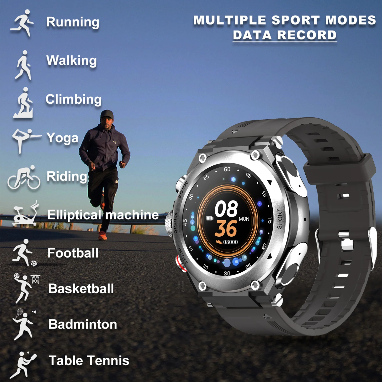 

T92 Smart Watch Men Bluetooth-compatible 5.0 Call TWS 5.0 Earphone Call Play Music Waterproof Sport Smartwatch For Android IOS