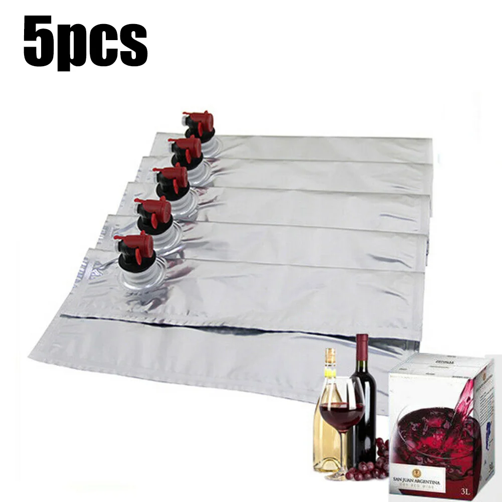 

5pcs Replacement Bags For In Box Drinks Container Bag-In-Box With Butterfly Tap Replacement Bags Kitchen Dining Bar Tools