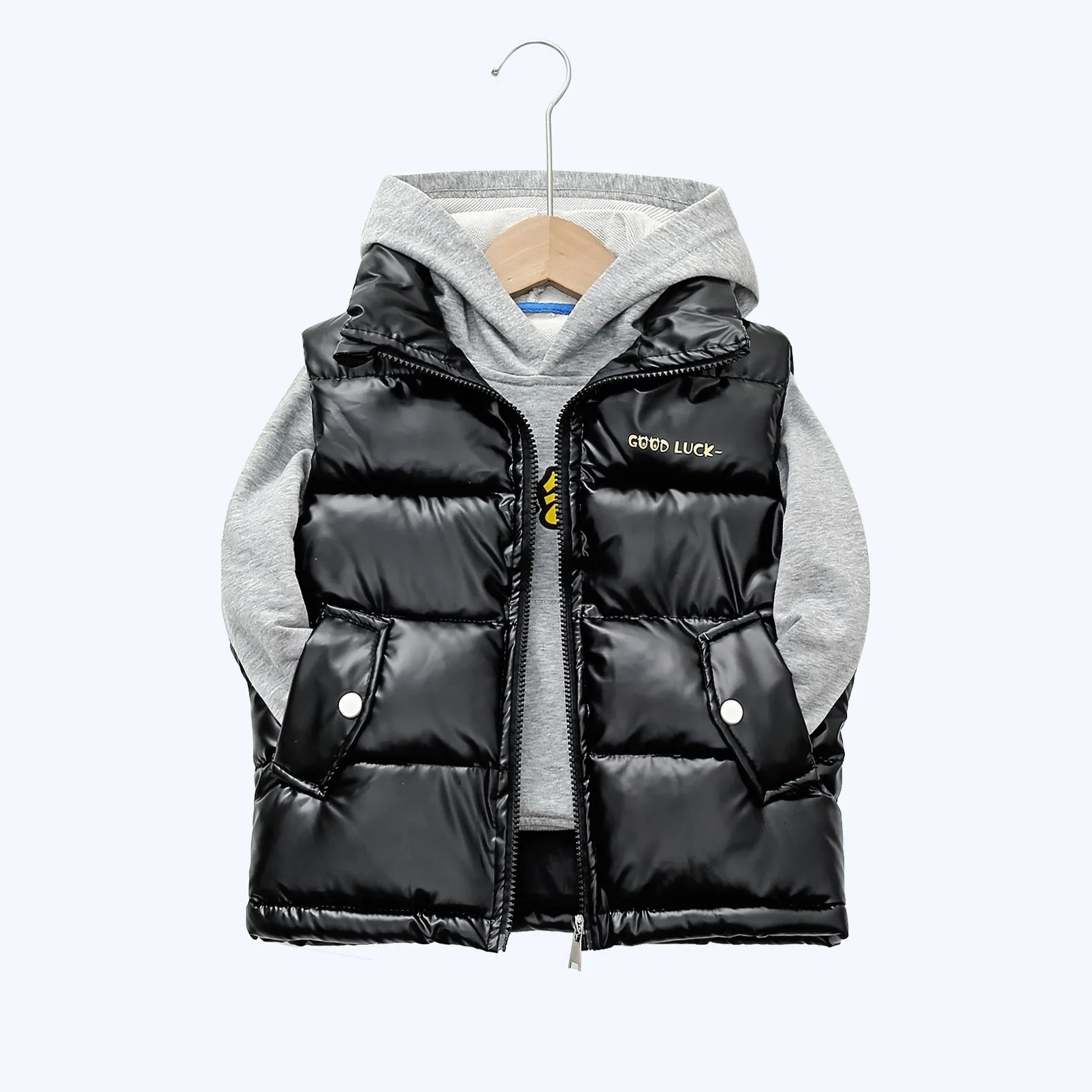 

Children Warm Jackets Zipper Vests Winter Bright Laser Down Vest Coat for Girls Boys Hooded Thicken Warm Sleeveless Jackets