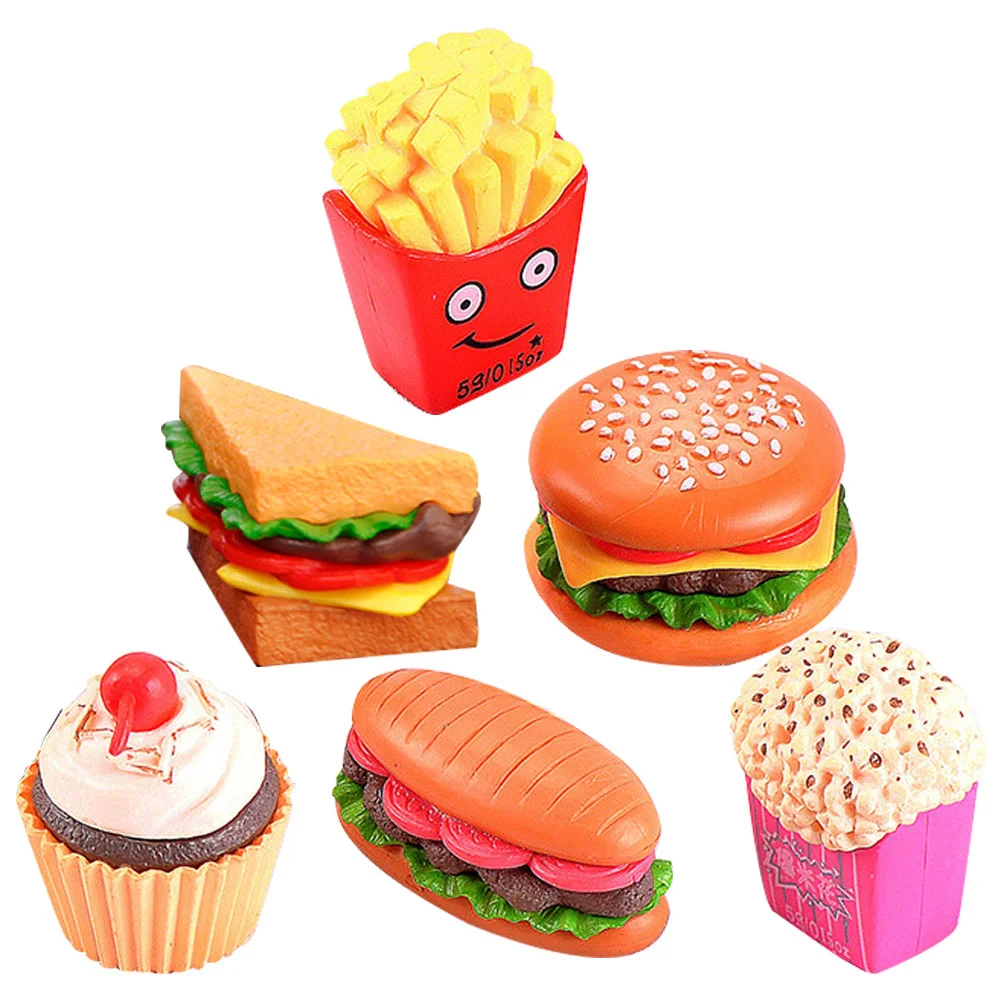 

6 Pcs Artificial Burgers Simulated Bread Toy Decor Bakery Shop Prop Simulation Models Fries
