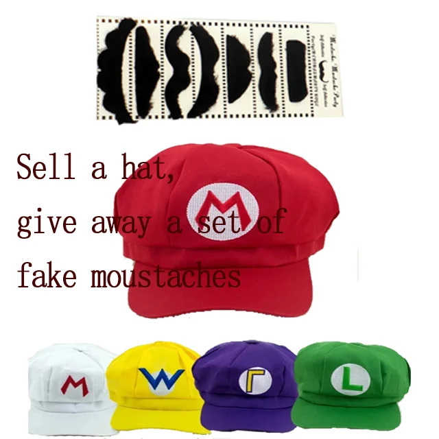 

Game Super Luigi Bros Sun Hats Cosplay Baseball Cap Prop Sell a hat, give a set of fake moustaches.
