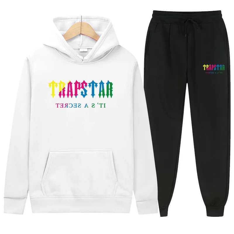 

Trapstar Brand Men's sports fitness suit casual sweater sweatpants street sweatsuit pullover Solid color sports suit men's suit