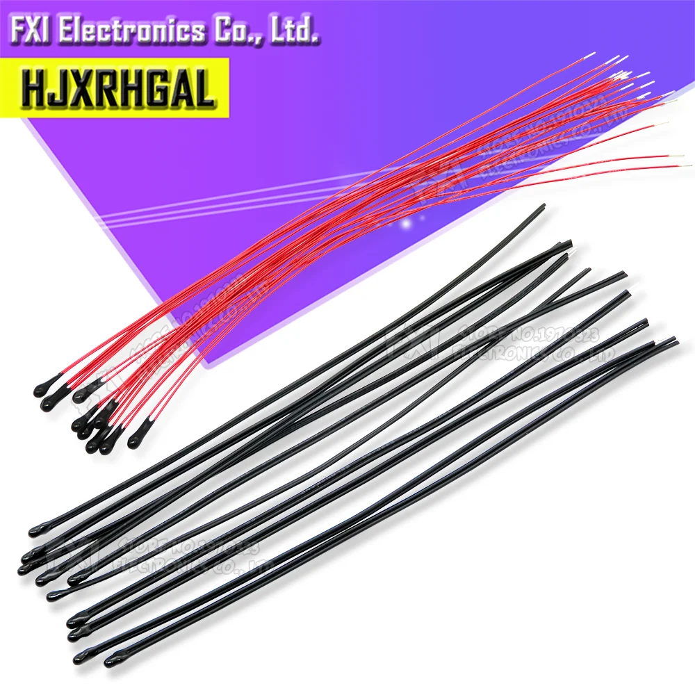 

10PCS NTC Thermistor Thermal Resistor MF52B MF52D 10K 100K Probe strap wire B3950 B3435 1% 10CM Temperature control sensor