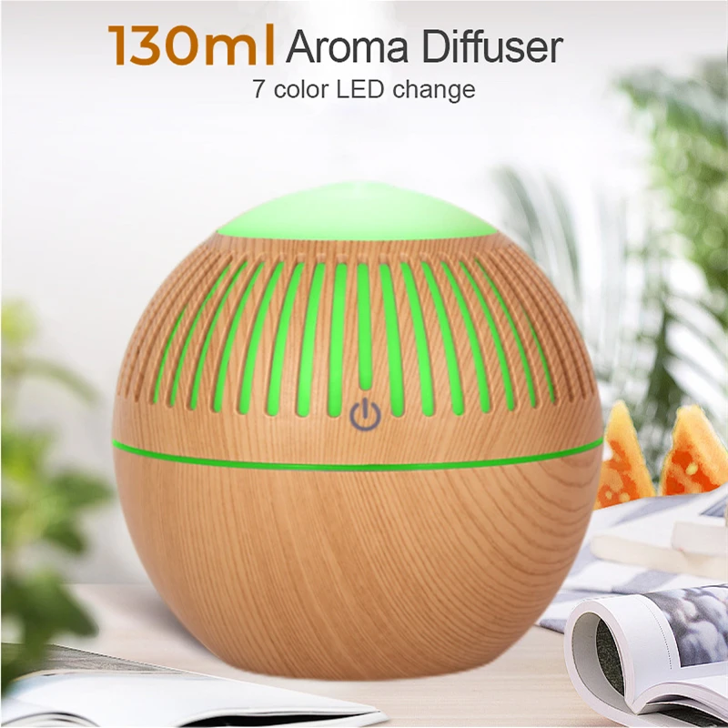130ml Humidifier Electric Aroma Air Diffuser Wood Ultrasonic Air Humidifier Essential Oil Aromatherapy Cool Mist Maker Xiaomi