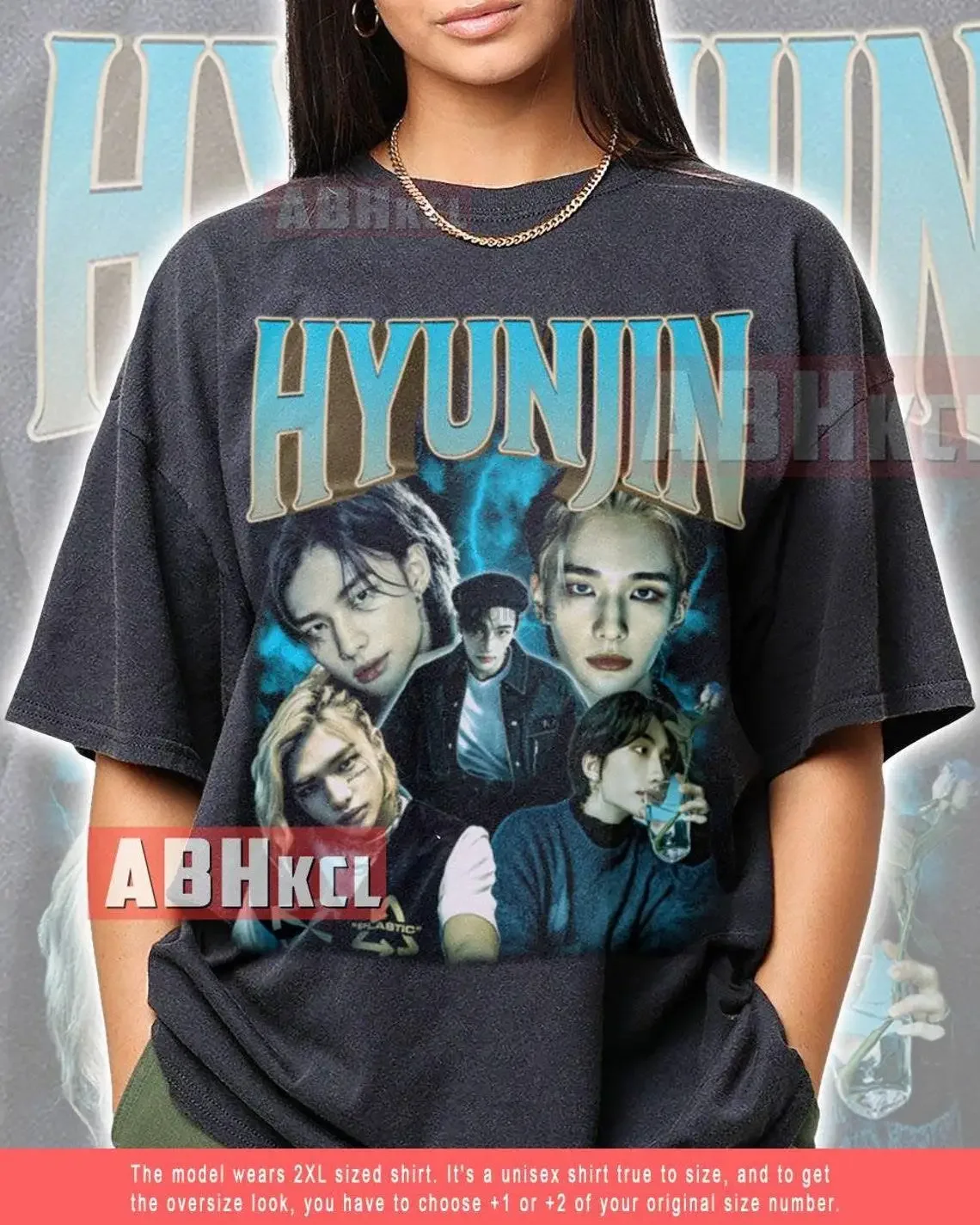 Винтажная футболка в стиле 90-х Hyunjin ретро-футболка свитшот GRD113