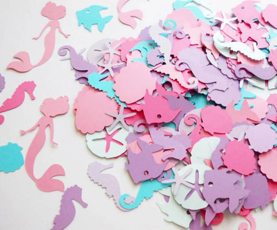 

200pcs Mermaid Underwater World Confetti For Baby Shower Girl Birthday Balloon Table Scatter Decorations DIY Party Supplies