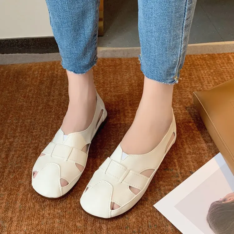 

Casual Woman Shoe Loafers With Fur Modis Shallow Mouth Female Footwear Round Toe Slip-on Nurse 2023 New Small Dress Summer Solid