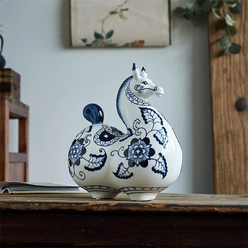 Античная имитация фарфоровой лошади скульптура ручная роспись керамическая