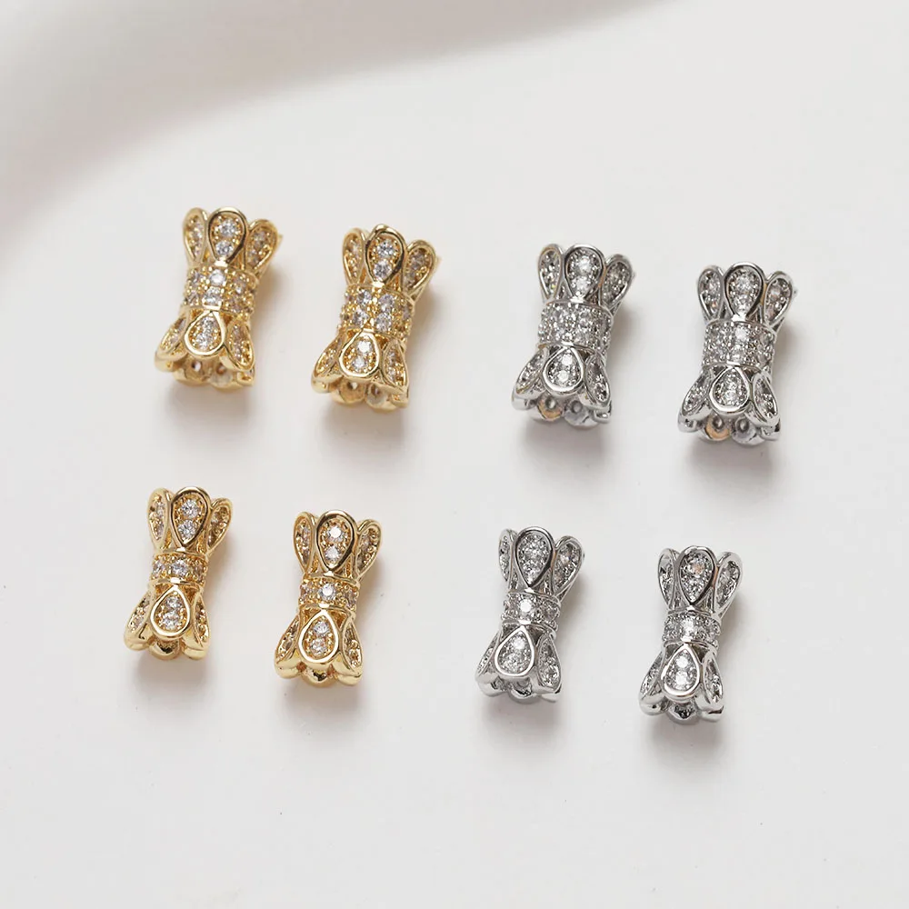 

2PCS 14K Gold Plated Brass Petal Bucket Bead DIY Making Supplies For Necklace Bracelet Accessories Components