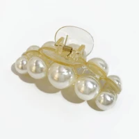 perisbox big faux pearls hair claw large clear plastic shark hair clamps trendy elegant french hair accessories for women gifts