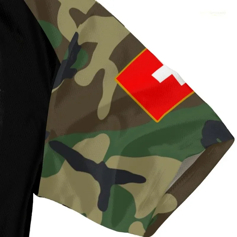 Летняя Швейцария камуфляжный флаг мужская футболка швейцарский темно-синий