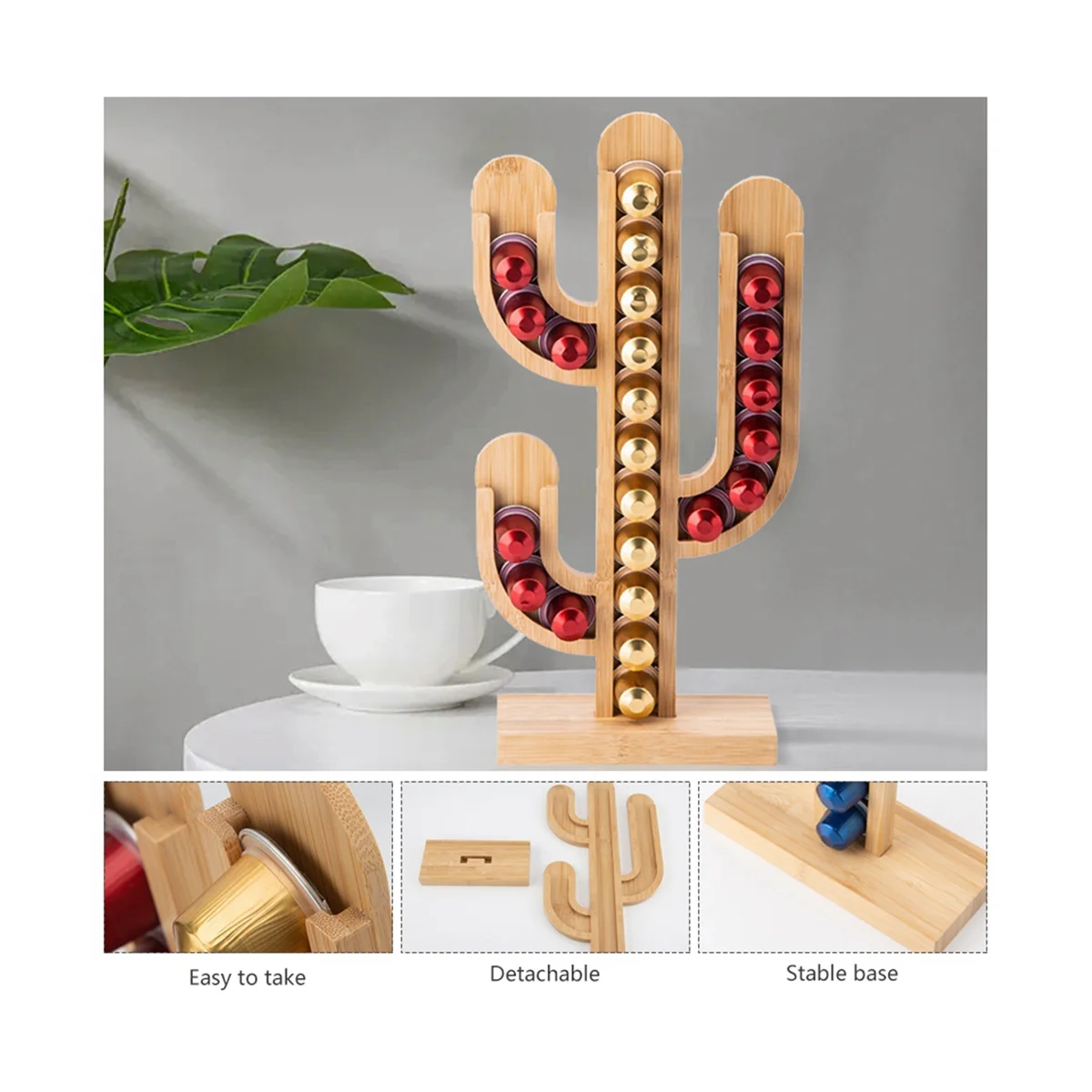 Бамбуковая вращающаяся подставка для хранения капсул кофе стенд держатель