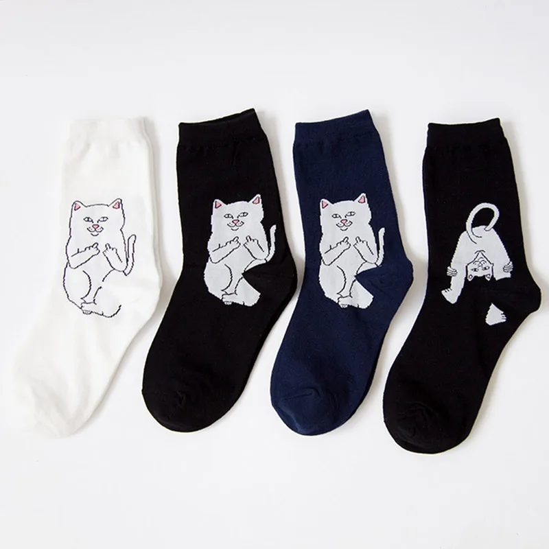 

1 Pair Autumn Winter Women Cotton Socks Art Funny Alien Planet Creative Funny Cartoon Cat Breathable Socks Couple socks