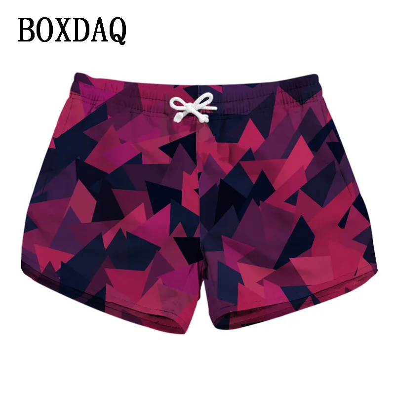 

Summer Women Beach Shorts Drawstring Pants Camouflage Print Water Sports Surf Board Shorts Quick Dry Pocket Travel Surf Swimwear
