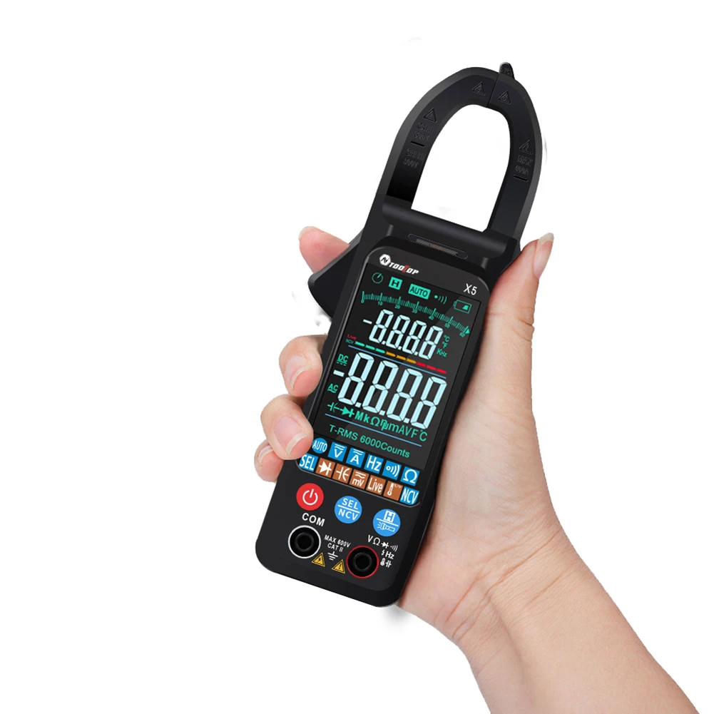 

TOOLTOP Digital Multimeter Clamp Meter 6000 Count AC/DC Voltmeter Ammeter Voltage Current Resistance Capacitance Ohm Tester