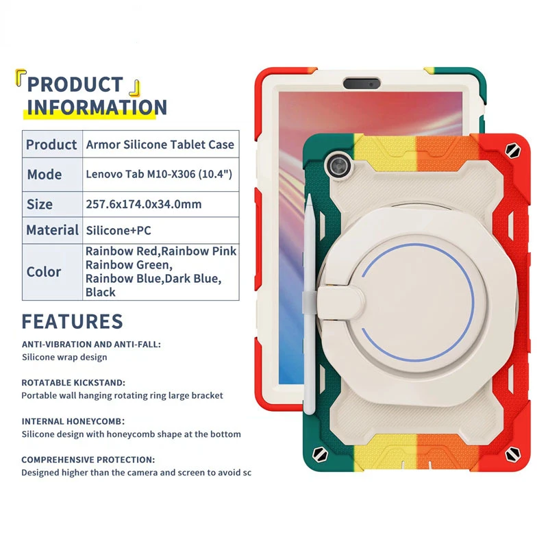 

High Duty Coque For Lenovo Tab K10 10.3 TB-X6C6 Shockproof 360 Stand Holder Tablet For Tab M10 Plus HD 2nd Gen M8 3rd Case