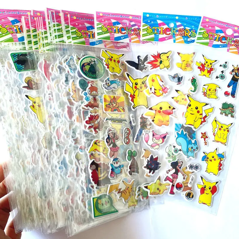 

Pokemon Pikachu Pet Elf Cartoon Children Bubble Stickers Kids Puzzle Baby Reward Stickers