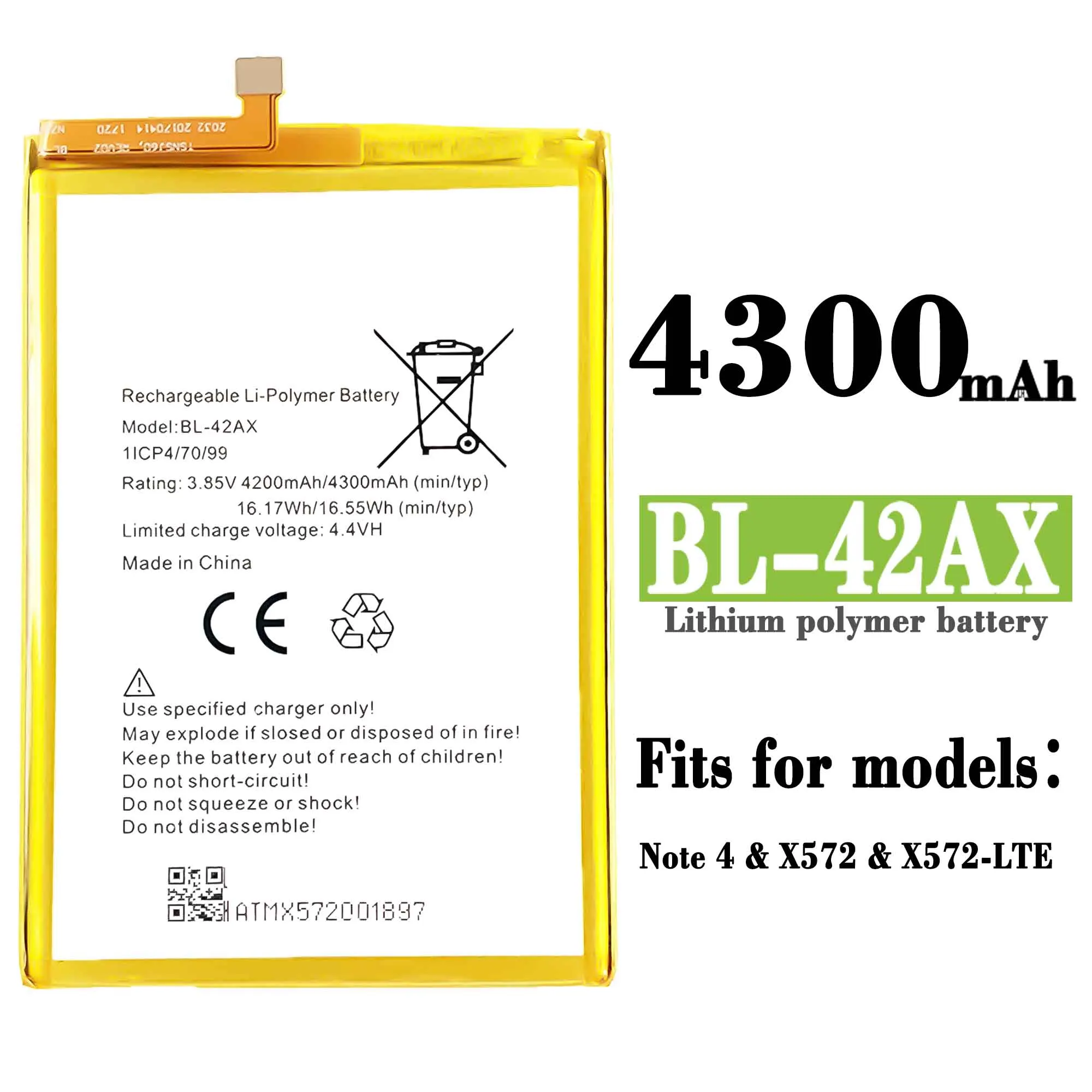 3 85v brand new high quality 4300mah bl 42ax battery for infinix x572 note4 mobile phone free global shipping