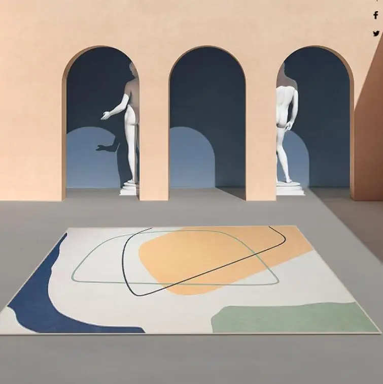 

Modern Light Luxury Morandi Lavender Gray Blue Room Carpet Geometric Living Room Bedroom Bedside Carpet Floor Mat Customize Rugs