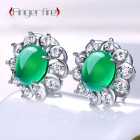 fashion exquisite silver plated green stud earrings bridal engagement banquet anniversary celebration luxury jewelry