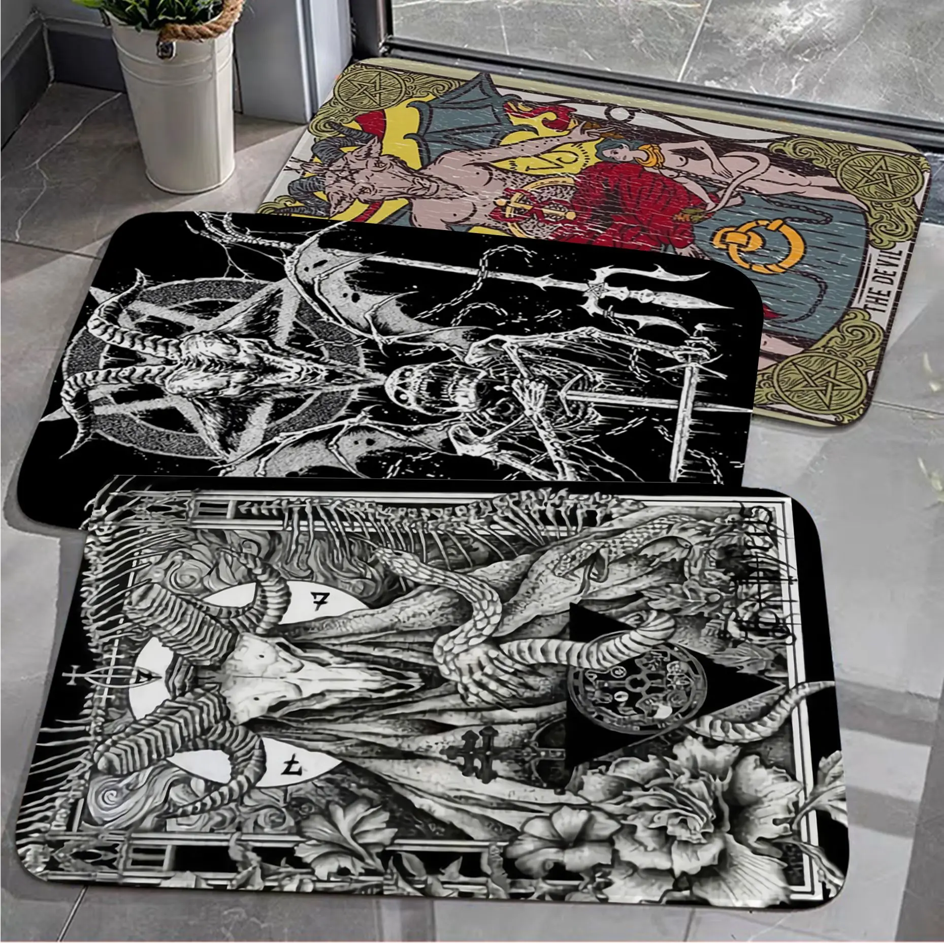 Длинные коврики сатана демонические черепа дешевый Противоскользящий